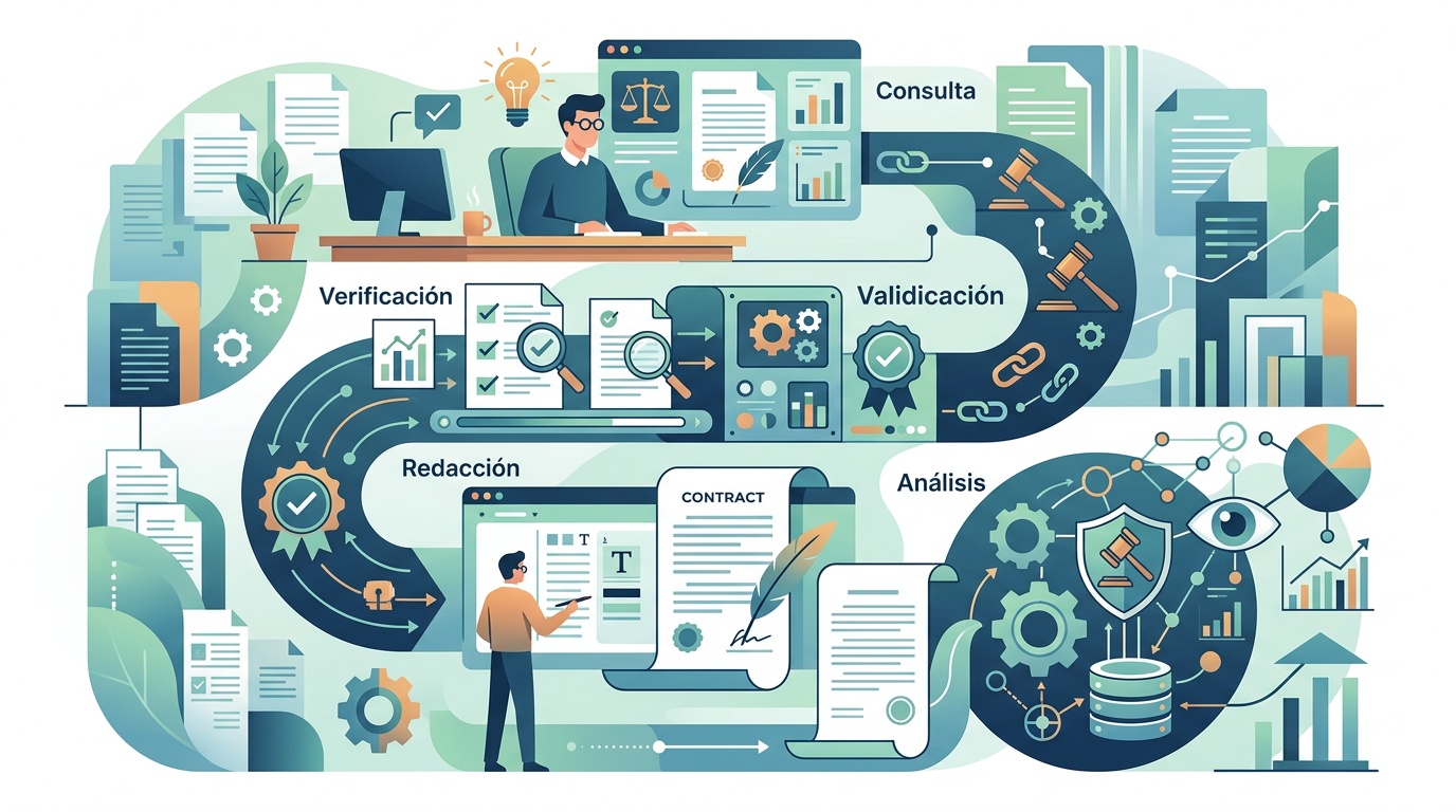 Workflow Legal Integral: Consulta, Verificación, Redacción y Análisis